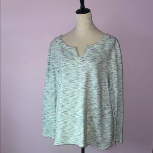 Talbots green and blue shirt with some shine throughout